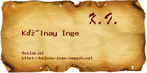 Kálnay Inge névjegykártya